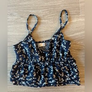 Hollister Floral Navy Blue Women's Tank Top
